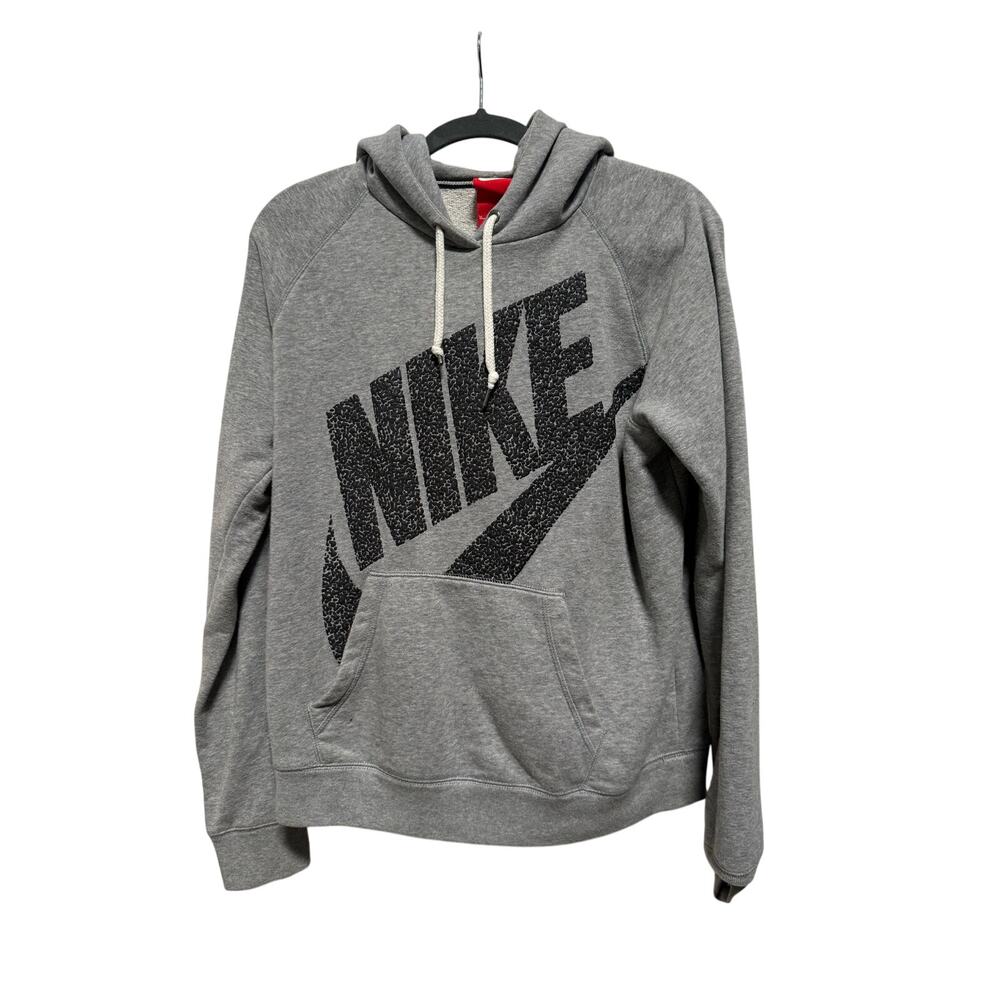 Nike Hoodie Womens Medium Spellout Logo Gray Cotton Blend